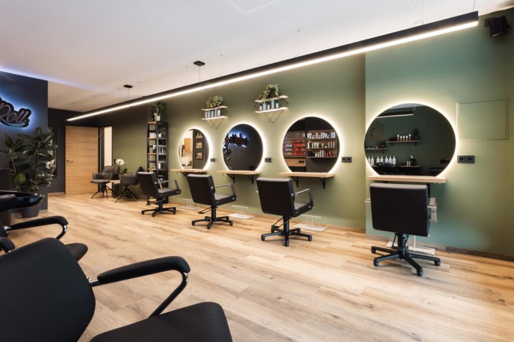 Welonda Bedienungsplatz mit Spiegel und Stauraum für Friseursalons